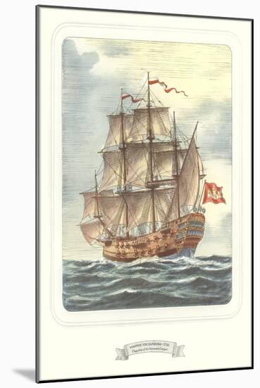 Full-Rigged Clipper Ship-null-Mounted Art Print