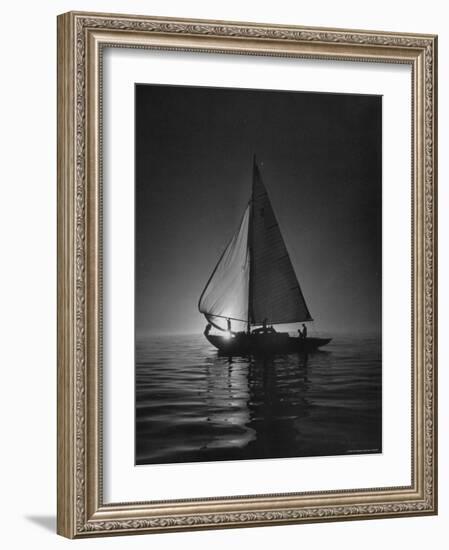 Full Sails During a Night Sailboat Race, with the Sun Peeking over the Horizon-Cornell Capa-Framed Photographic Print