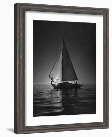 Full Sails During a Night Sailboat Race, with the Sun Peeking over the Horizon-Cornell Capa-Framed Photographic Print