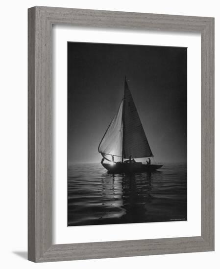Full Sails During a Night Sailboat Race, with the Sun Peeking over the Horizon-Cornell Capa-Framed Photographic Print
