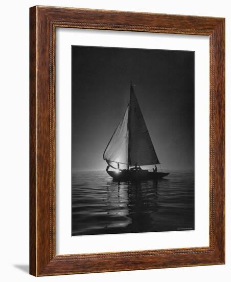 Full Sails During a Night Sailboat Race, with the Sun Peeking over the Horizon-Cornell Capa-Framed Photographic Print