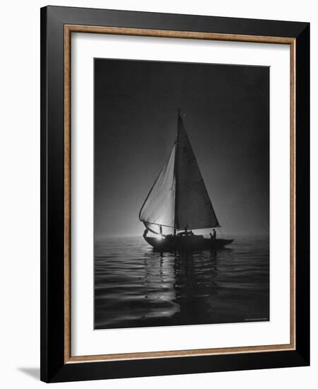 Full Sails During a Night Sailboat Race, with the Sun Peeking over the Horizon-Cornell Capa-Framed Photographic Print