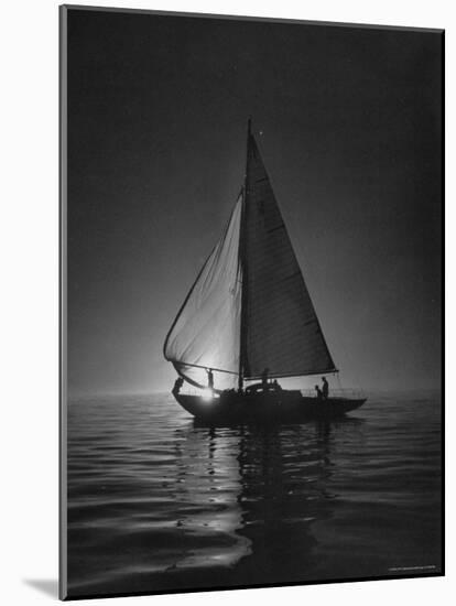 Full Sails During a Night Sailboat Race, with the Sun Peeking over the Horizon-Cornell Capa-Mounted Photographic Print