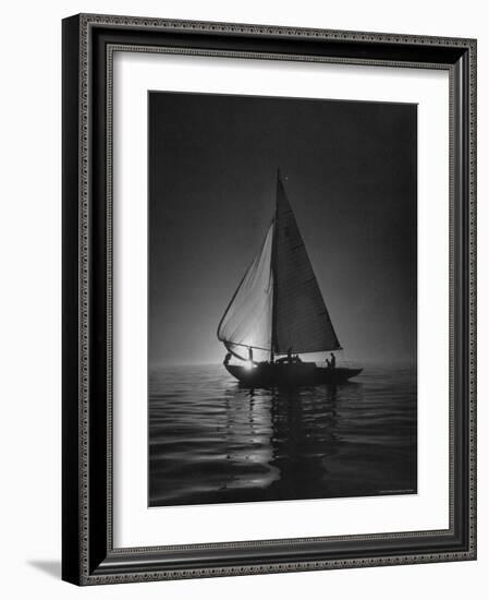 Full Sails During a Night Sailboat Race, with the Sun Peeking over the Horizon-Cornell Capa-Framed Photographic Print