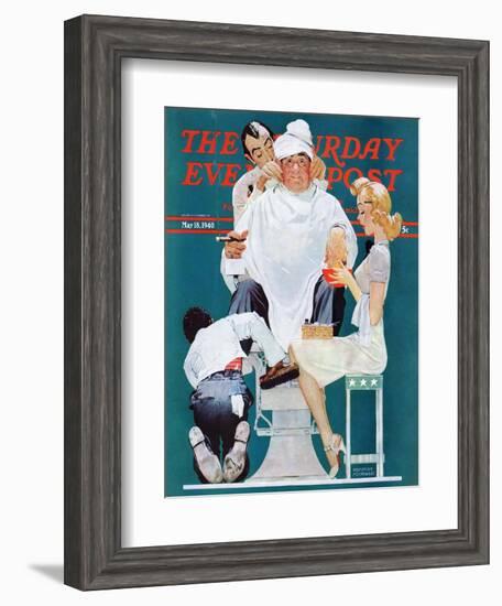 "Full Treatment" Saturday Evening Post Cover, May 18,1940-Norman Rockwell-Framed Giclee Print