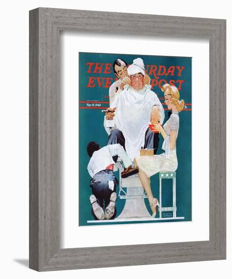 "Full Treatment" Saturday Evening Post Cover, May 18,1940-Norman Rockwell-Framed Giclee Print