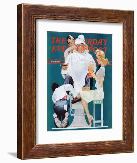 "Full Treatment" Saturday Evening Post Cover, May 18,1940-Norman Rockwell-Framed Giclee Print