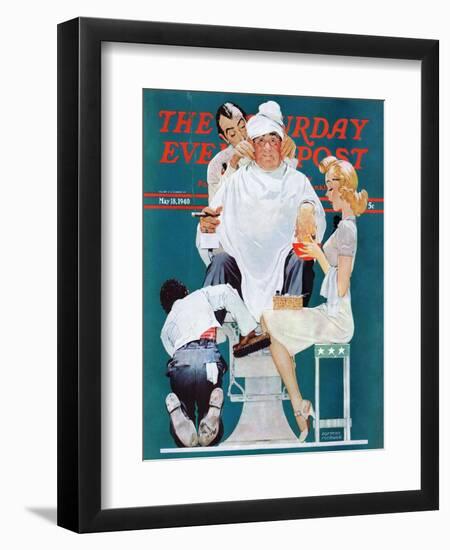 "Full Treatment" Saturday Evening Post Cover, May 18,1940-Norman Rockwell-Framed Giclee Print