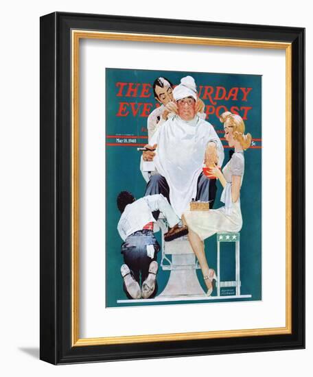 "Full Treatment" Saturday Evening Post Cover, May 18,1940-Norman Rockwell-Framed Giclee Print