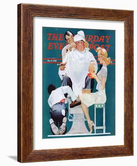 "Full Treatment" Saturday Evening Post Cover, May 18,1940-Norman Rockwell-Framed Giclee Print