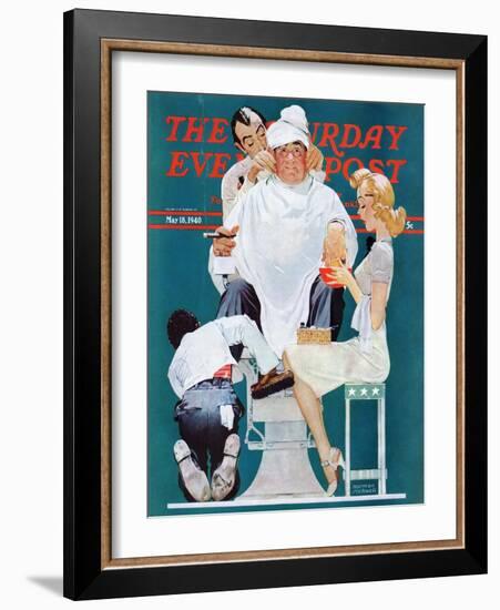 "Full Treatment" Saturday Evening Post Cover, May 18,1940-Norman Rockwell-Framed Giclee Print