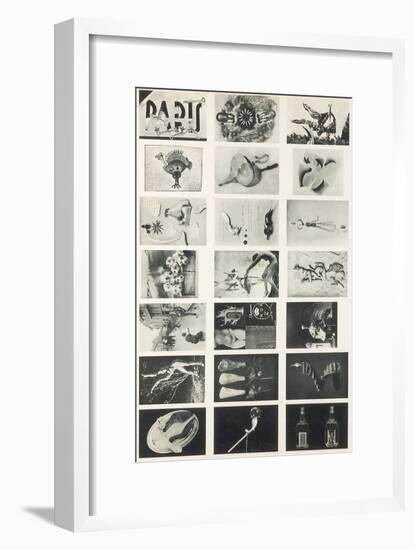 Full Undivided Sheet of the First Series of 21 Surrealist Picture Postcards, 1937-Georges Hugnet-Framed Giclee Print