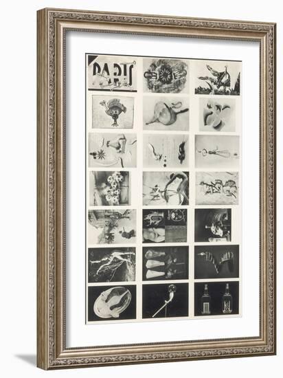 Full Undivided Sheet of the First Series of 21 Surrealist Picture Postcards, 1937-Georges Hugnet-Framed Giclee Print