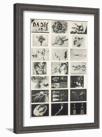 Full Undivided Sheet of the First Series of 21 Surrealist Picture Postcards, 1937-Georges Hugnet-Framed Giclee Print