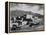 Full View Of City Mountains In Bkgd "Taos Pueblo National Historic Landmark New Mexico 1941"-Ansel Adams-Framed Stretched Canvas