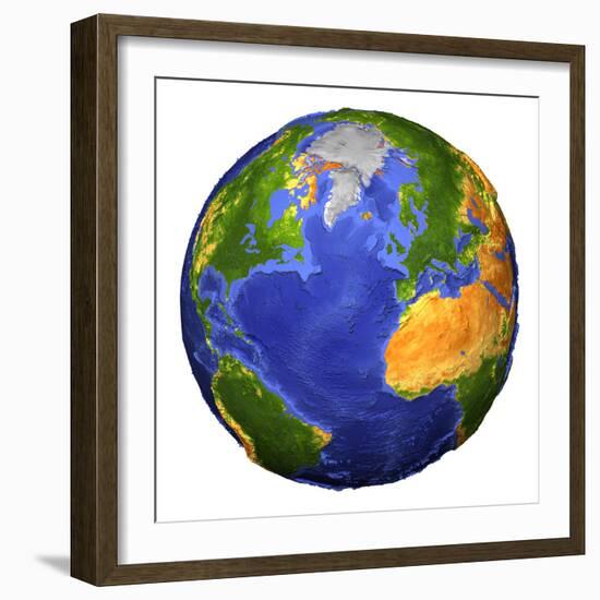 Full View of the Earth Showing Topographic Data-Stocktrek Images-Framed Photographic Print