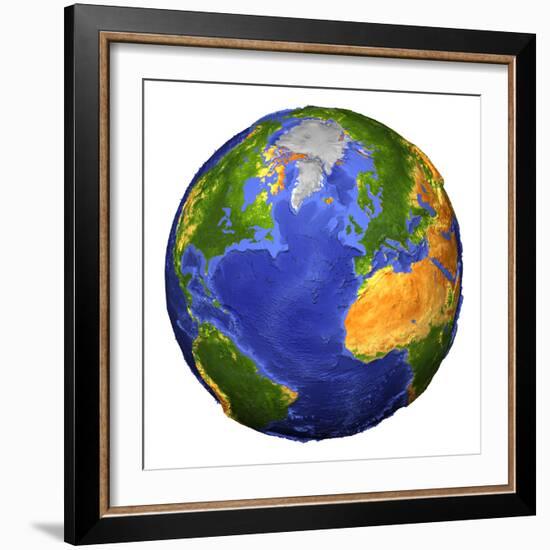 Full View of the Earth Showing Topographic Data-Stocktrek Images-Framed Photographic Print