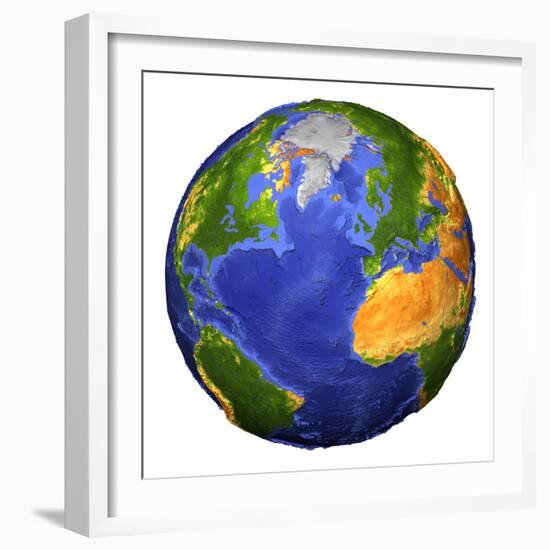 Full View of the Earth Showing Topographic Data-Stocktrek Images-Framed Photographic Print