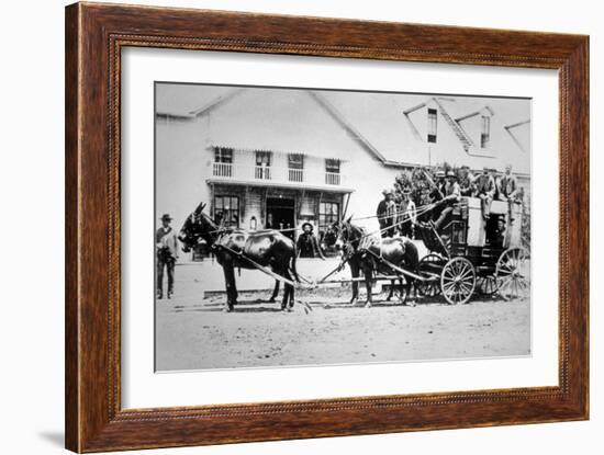 Fully-Loaded Stagecoach of the Old West, C.1885 (B/W Photograph)-American Photographer-Framed Giclee Print