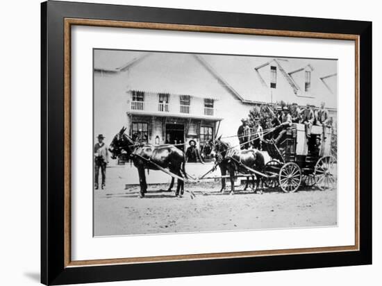 Fully-Loaded Stagecoach of the Old West, C.1885 (B/W Photograph)-American Photographer-Framed Giclee Print