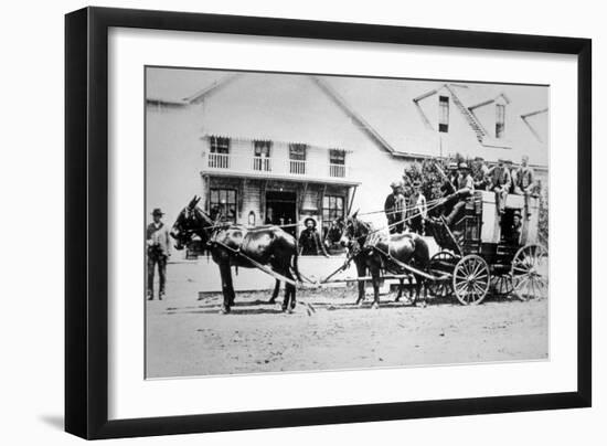 Fully-Loaded Stagecoach of the Old West, C.1885 (B/W Photograph)-American Photographer-Framed Giclee Print