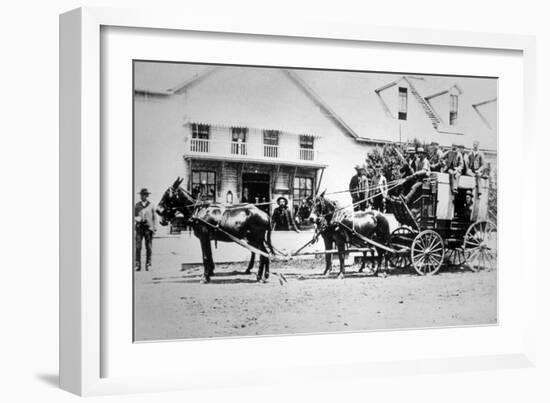 Fully-Loaded Stagecoach of the Old West, C.1885 (B/W Photograph)-American Photographer-Framed Giclee Print