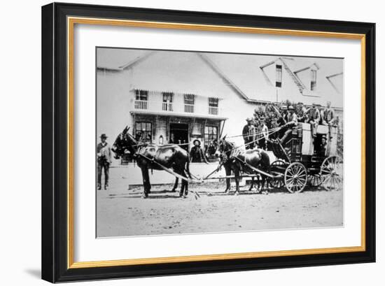 Fully-Loaded Stagecoach of the Old West, C.1885 (B/W Photograph)-American Photographer-Framed Giclee Print