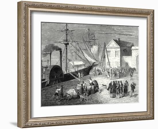 Fulton Boards His Steamboat the 'Clermont' in New York for its First Trip April 11 1807-Robert Fulton-Framed Giclee Print