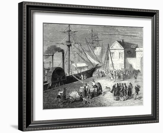 Fulton Boards His Steamboat the 'Clermont' in New York for its First Trip April 11 1807-Robert Fulton-Framed Giclee Print