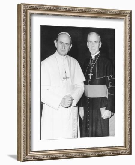 Fulton J. Sheen Following a Private Audience Pope Paul VI at the Vatican, March 17, 1971-null-Framed Photo