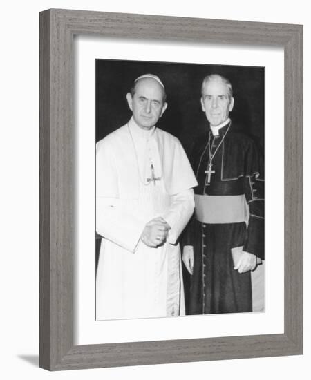 Fulton J. Sheen Following a Private Audience Pope Paul VI at the Vatican, March 17, 1971-null-Framed Photo