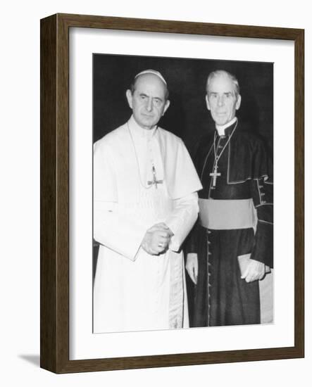 Fulton J. Sheen Following a Private Audience Pope Paul VI at the Vatican, March 17, 1971--Framed Photo