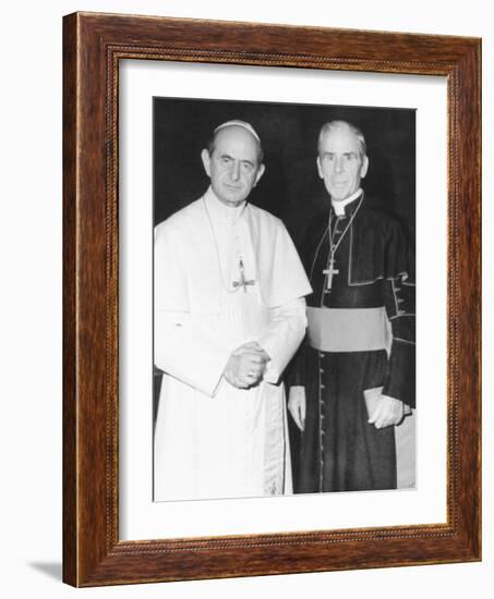 Fulton J. Sheen Following a Private Audience Pope Paul VI at the Vatican, March 17, 1971-null-Framed Photo