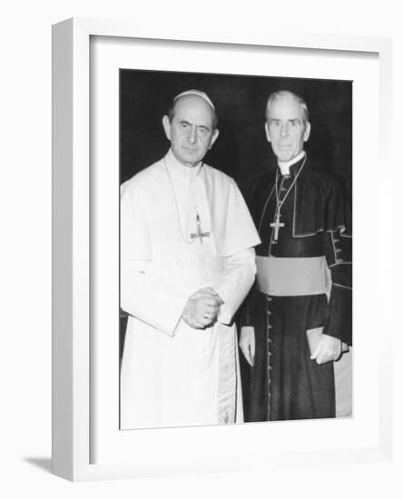 Fulton J. Sheen Following a Private Audience Pope Paul VI at the Vatican, March 17, 1971-null-Framed Photo