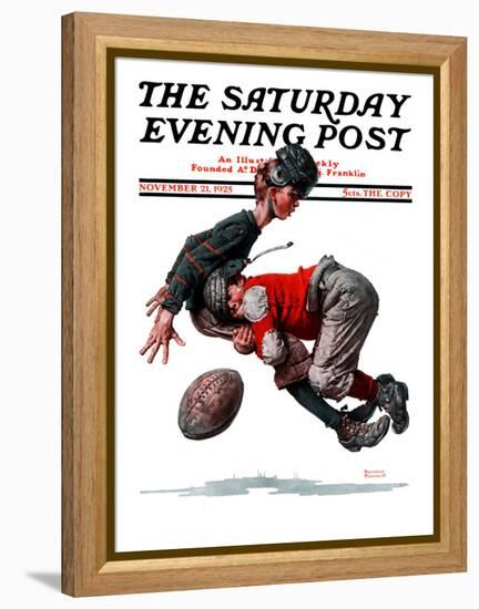 "Fumble" or "Tackled" Saturday Evening Post Cover, November 21,1925-Norman Rockwell-Framed Premier Image Canvas