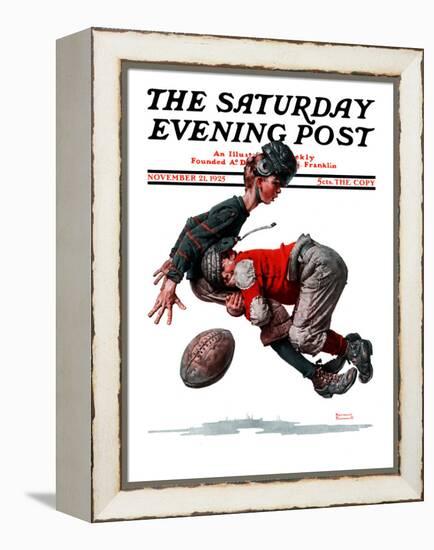 "Fumble" or "Tackled" Saturday Evening Post Cover, November 21,1925-Norman Rockwell-Framed Premier Image Canvas