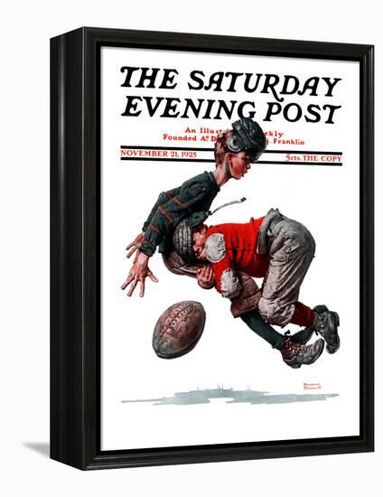 "Fumble" or "Tackled" Saturday Evening Post Cover, November 21,1925-Norman Rockwell-Framed Premier Image Canvas