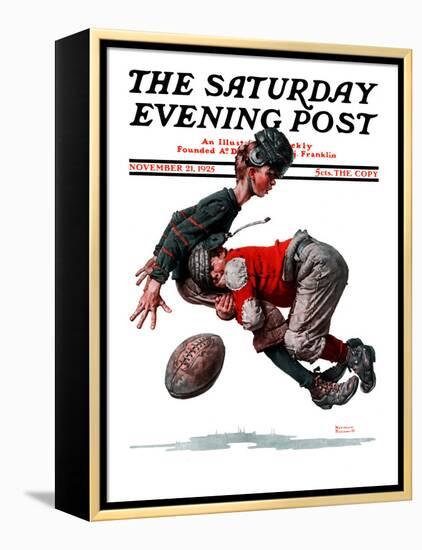 "Fumble" or "Tackled" Saturday Evening Post Cover, November 21,1925-Norman Rockwell-Framed Premier Image Canvas