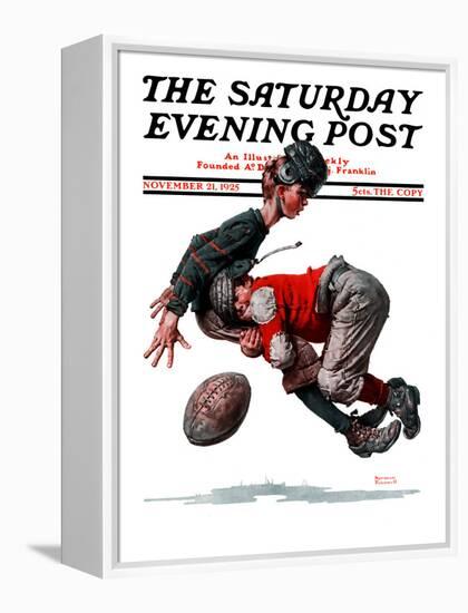 "Fumble" or "Tackled" Saturday Evening Post Cover, November 21,1925-Norman Rockwell-Framed Premier Image Canvas