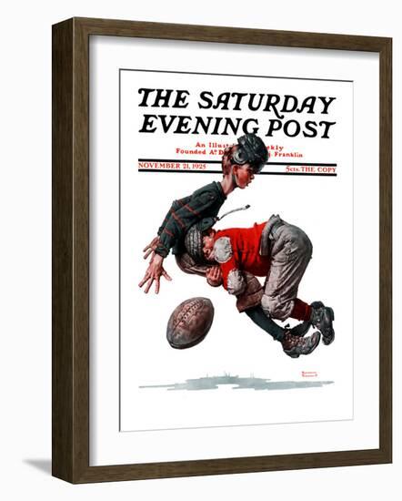 "Fumble" or "Tackled" Saturday Evening Post Cover, November 21,1925-Norman Rockwell-Framed Premium Giclee Print