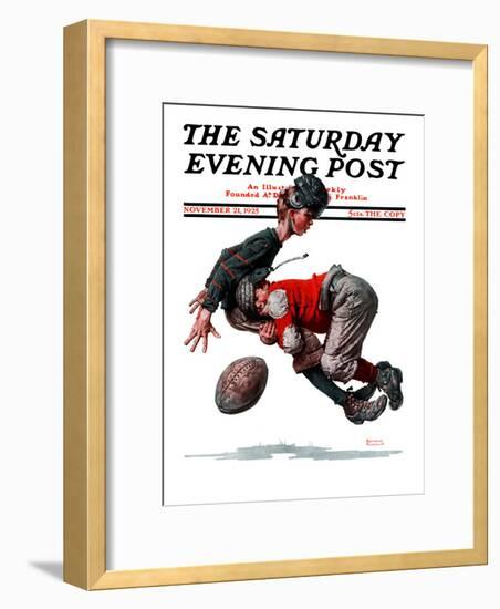 "Fumble" or "Tackled" Saturday Evening Post Cover, November 21,1925-Norman Rockwell-Framed Premium Giclee Print