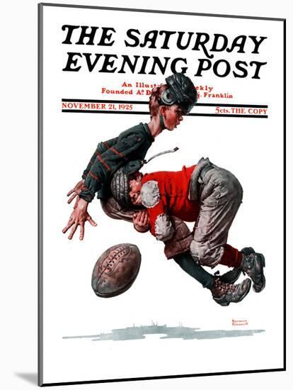 "Fumble" or "Tackled" Saturday Evening Post Cover, November 21,1925-Norman Rockwell-Mounted Premium Giclee Print
