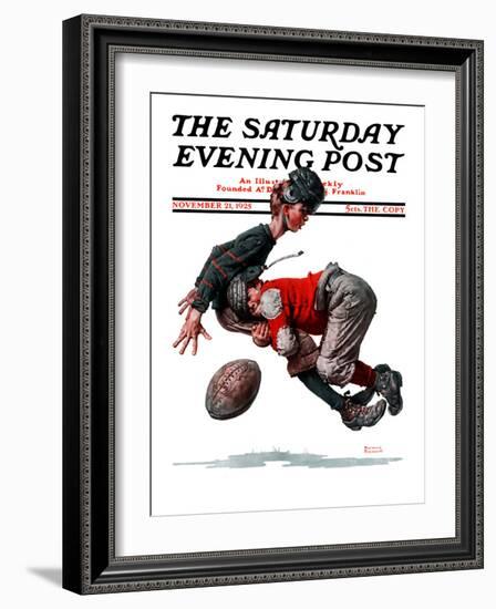 "Fumble" or "Tackled" Saturday Evening Post Cover, November 21,1925-Norman Rockwell-Framed Premium Giclee Print