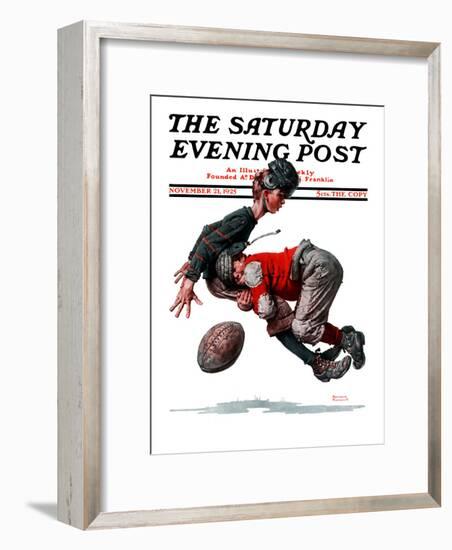 "Fumble" or "Tackled" Saturday Evening Post Cover, November 21,1925-Norman Rockwell-Framed Premium Giclee Print