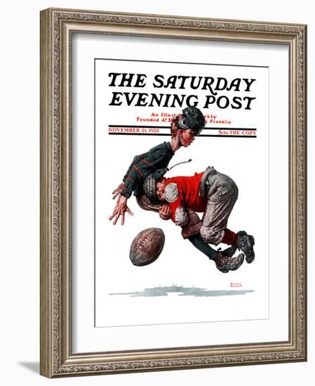 "Fumble" or "Tackled" Saturday Evening Post Cover, November 21,1925-Norman Rockwell-Framed Giclee Print