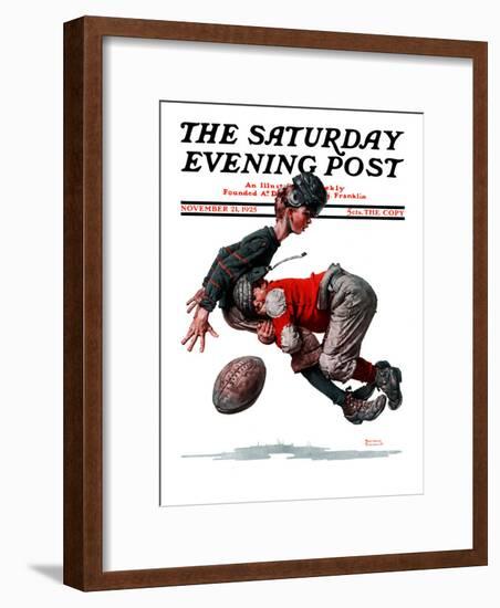 "Fumble" or "Tackled" Saturday Evening Post Cover, November 21,1925-Norman Rockwell-Framed Giclee Print