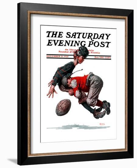 "Fumble" or "Tackled" Saturday Evening Post Cover, November 21,1925-Norman Rockwell-Framed Giclee Print