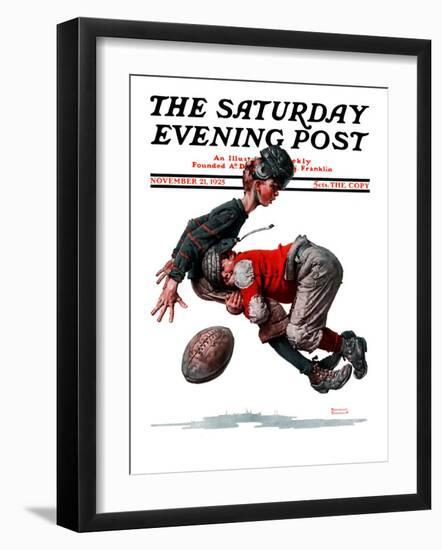 "Fumble" or "Tackled" Saturday Evening Post Cover, November 21,1925-Norman Rockwell-Framed Giclee Print