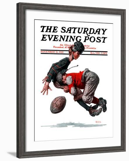 "Fumble" or "Tackled" Saturday Evening Post Cover, November 21,1925-Norman Rockwell-Framed Giclee Print