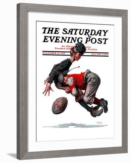 "Fumble" or "Tackled" Saturday Evening Post Cover, November 21,1925-Norman Rockwell-Framed Giclee Print